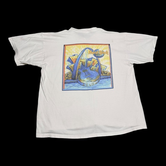 Vintage 90s Hard Rock Cafe St. Louis Double Sided Stained Shirt Mens Oversized M - Picture 1 of 12